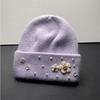 New Cute Flower Rabbit Wool Knitted Hat Autumn and Winter Thickened Warm Plush Fashionable Wool Hat Women Showing Their Face Cold Hat