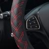 PU leather textured diamond pattern embroidered car rimless steering wheel cover 37-38CM car decorative item for all season