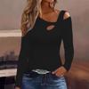 Fashion Off Shoulder Irregular Women Blouse Slim Fit Casual Shirts Ladies Long Sleeve Streetwear Elegant Hollow Out Swet Tops Female Simple Clothing