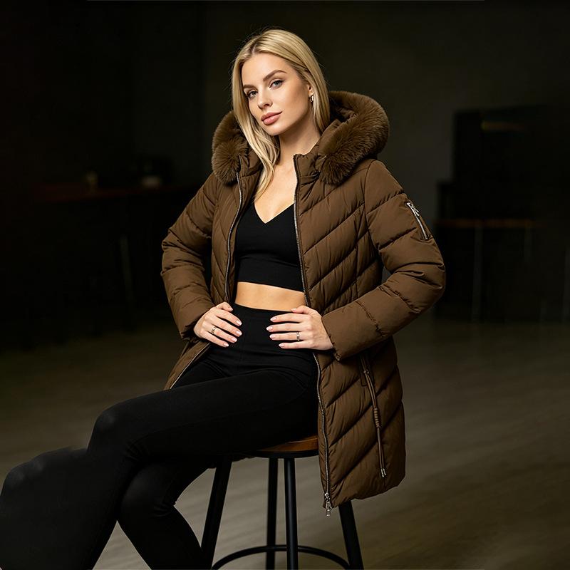 New women's clothing hooded down cotton-padded jacket medium and long slim autumn and winter cotton-padded jacket top