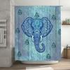 Luxury Blue Mandala Elephant Shower Curtain Decorative Bath Mat Waterproof Fabric for Bathroom Accessories Size: W69 x L72 in Ho