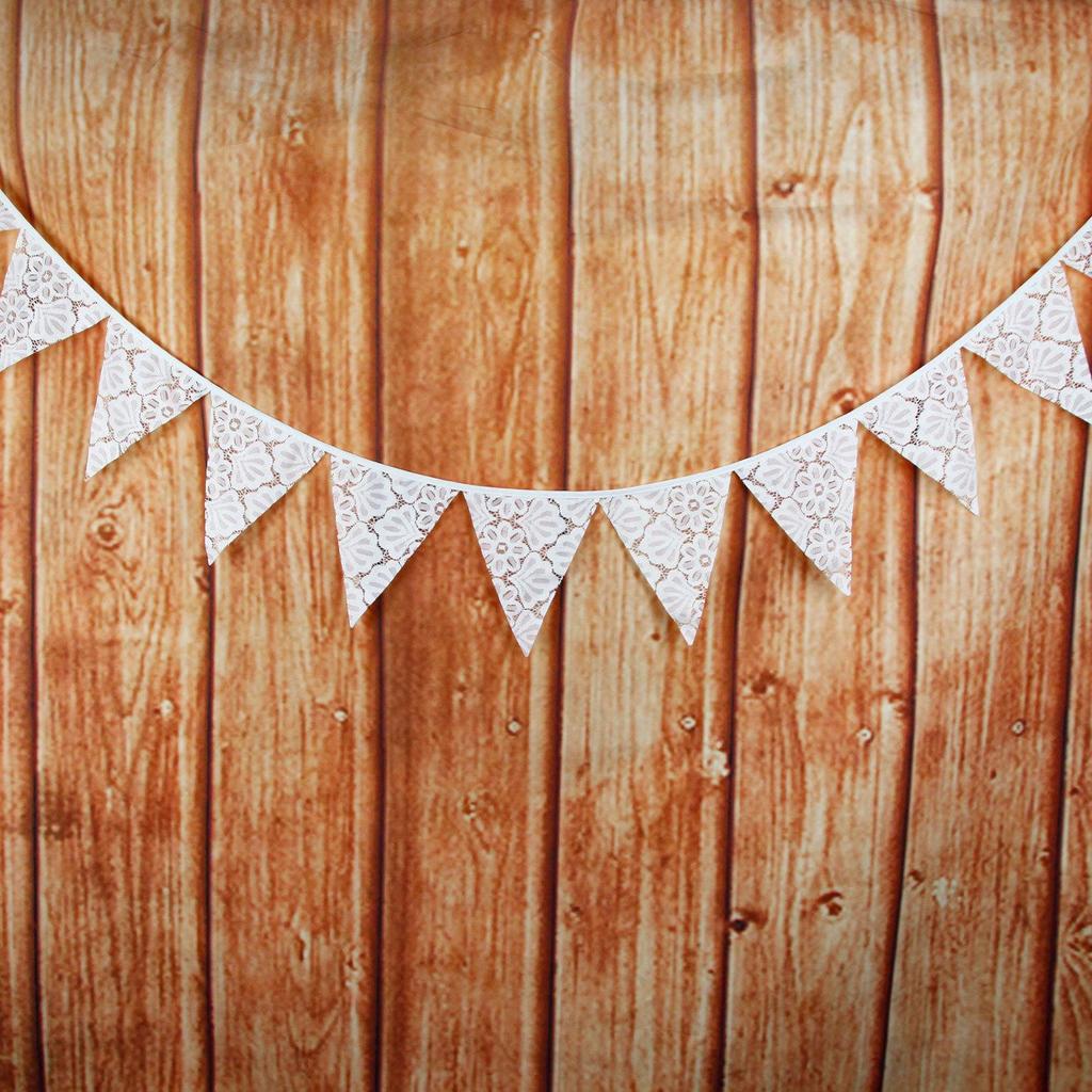 Avrupa Düğün & Parti Süslemeleri İçin Beyaz & Çok Renkli Çiçekli Dantel Üçgen Bayrak Süslemeleri