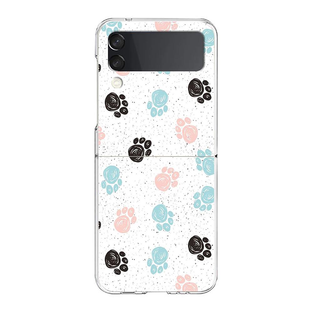 Love Flower Art Phone Case For Samsung Galaxy Z Flip 3 4 5 Hard Folding Clear PC Bumper For Samsung Z Flip3 Transparent Cover