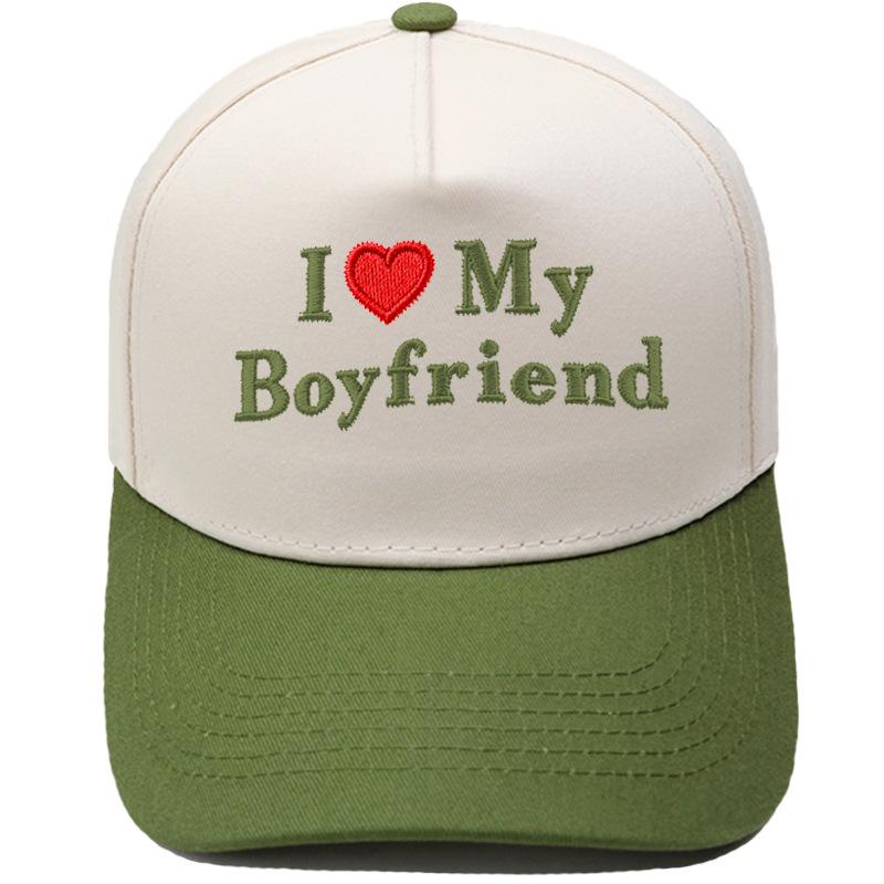 My Boyfriend Love Embroidery Truck Driver Baseball Cap Retro Color Matching Men's and Women's Casual Sun Hat