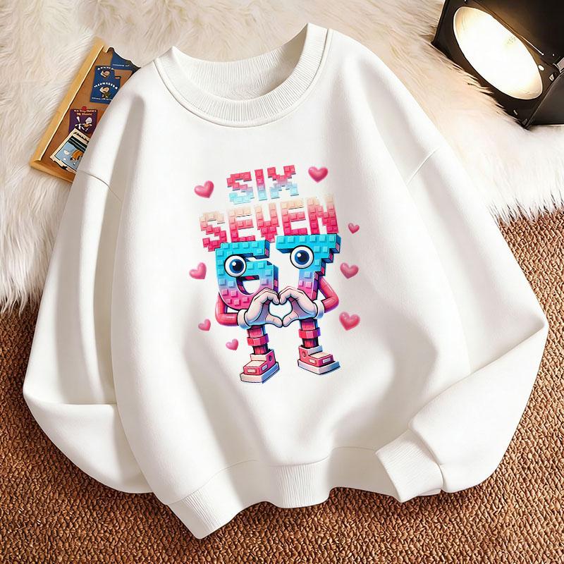 Funny Children's Sweatshirt Pullover Italian Brainrot Love Heart 67 Six Seven Crew Neck Graphic Print Hoodie Boy/Girl Kids Hoody
