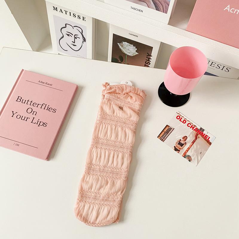 

Spring And Summer Socks Women S Sweet Bubble Mouth Lace Medium Tube Stacking Socks Soft Sister Girl Socks Crystal Stockings One size fits all розовый