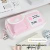Xiaohongshu Pink & White Cat Pencil Case - Korean Style Girly Cartoon Stationery Bag