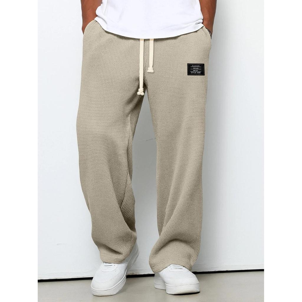 Pantaloni della tuta da uomo elasticizzati a gamba dritta, vestibilità ampia, per primavera e autunno, sportivi, casual, micro-elastici