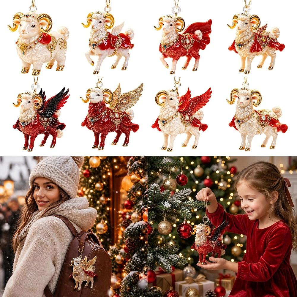 Shining Goat Pendant 2D Flat Christmas Tree Ornament New Zodiac Goat Souvenir Shop Window Display