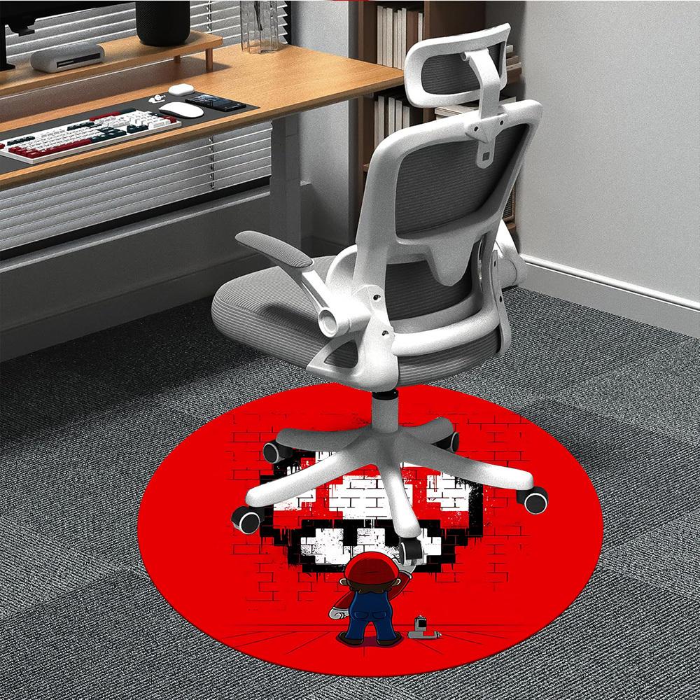 1pc Mario Office Round Area Rug, Bedroom Living Room Home Decor, Room Deco, Offic a1016202