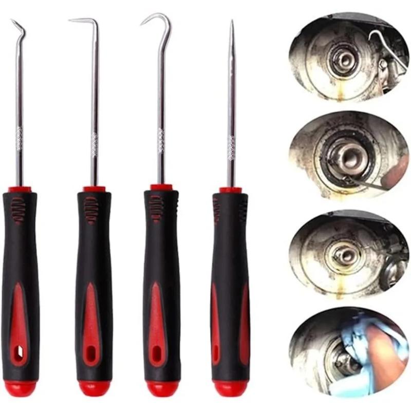 4 buc Set de etanșări și cârlige auto Auto Oil Seal/O-ring Seal Garnitură Pick Hook Puller Remover Anvelope Stone Cleaning Auto Maintenance Tools