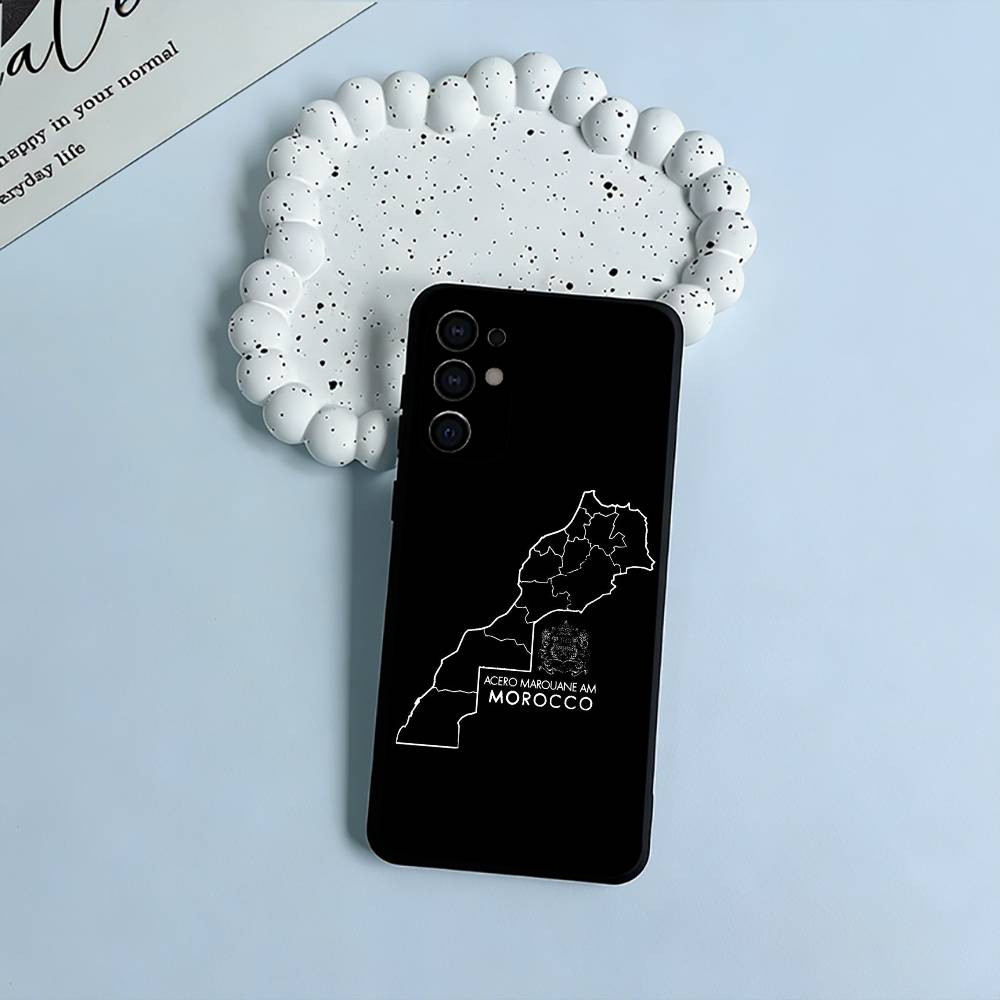 Morocco Flag Black Soft Silicone Phone Case for Samsung S25, S24, S21, S22, S23, S30, Ultra, S20, Plus, FE, Lite