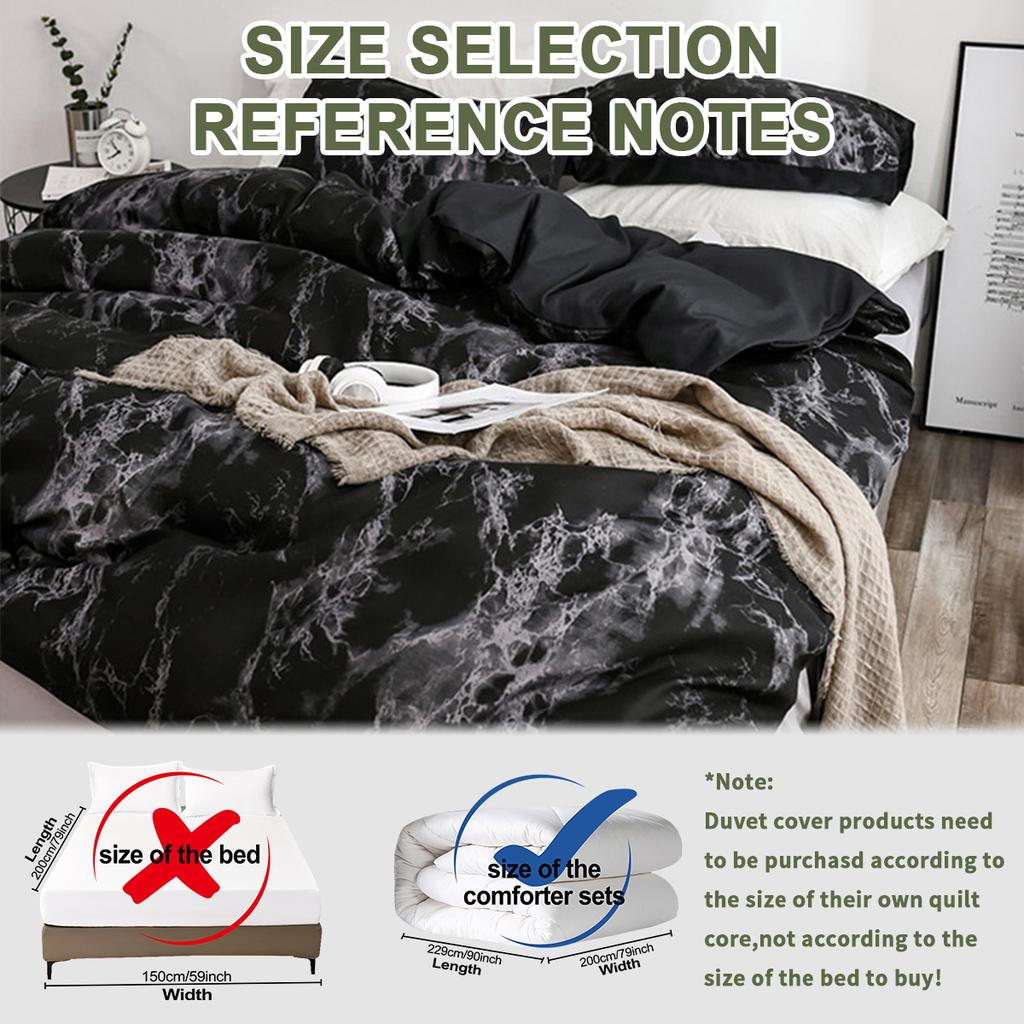 3Pcs Marble Pattern Print Duvet Cover Set, Soft Skin-Friendly Bedding Set Includes 1 Duvet Cover And 2 Pillowcases