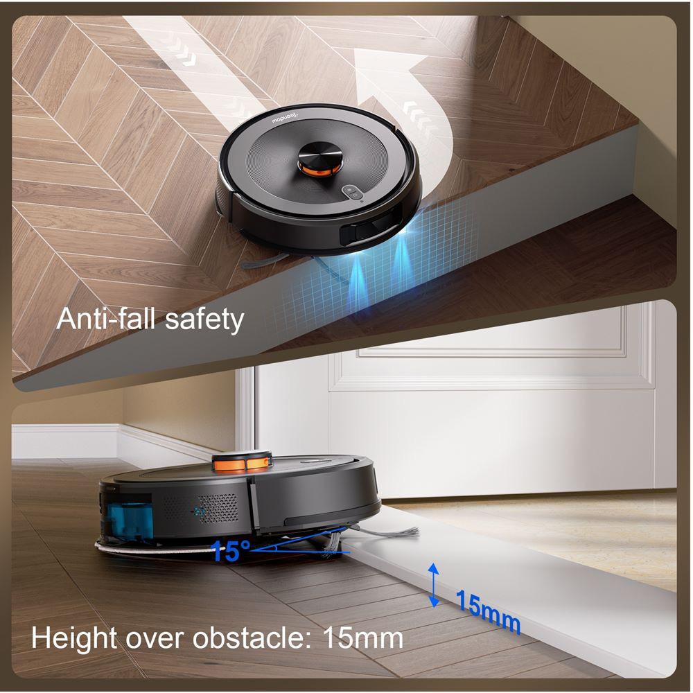 Robotic Vacuum Cleaner Teendow D10S Max Max Suction Power 5000Pa With Mop APP Control Home Cleaning Sweeping Map Navigation Black