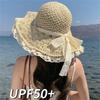 Stylish Summer Wide Brims Straw Hat With Pineapple Lace Bowknot For Women Breathable Outdoor Beach Sun Protection
