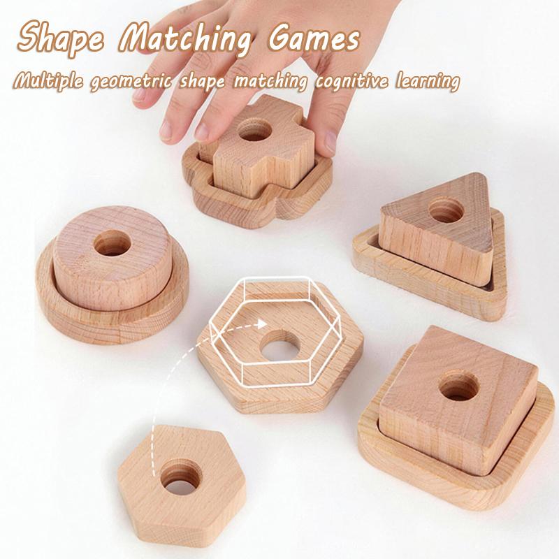 Baby Screw Threading Rope Game Montessori Wooden Toy Nut Bolt Shape Matching Fine Motor Skill Trainting 3In1Sensory Educationtoy