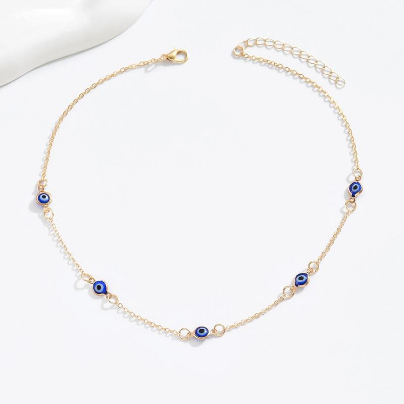 Women Minimalist Blue Evil Eye Chain Necklace Fashion Versatile Jewelry