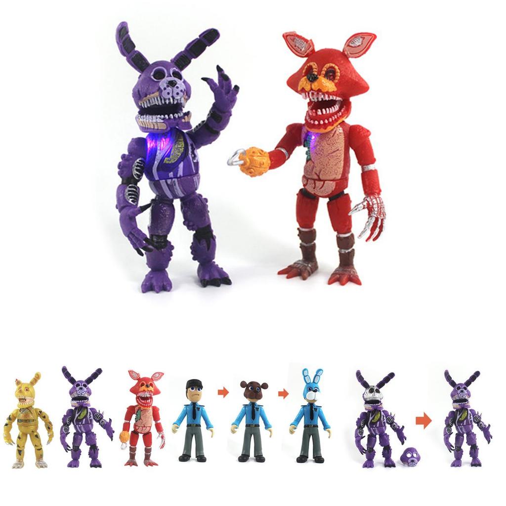 Vibrant 6pcs Fnaf Five Nights At Freddy's Light Up Action Figures For Kids