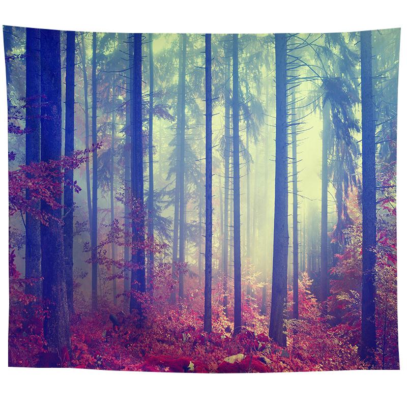 Wall Hanging Tapestry Psychedelic Nature Mountain Seascape Fog Forest Landscape Printed  Living Room Bedroom Home Decor