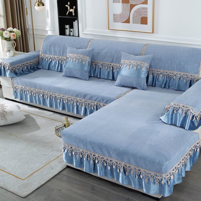 Alfombra de Sofá Chenilla Jacquard Antideslizante Minimalista Moderna Toalla para Respaldo Lujo Ligero Decoración para Sala de Estar del Hogar Cubre Sofá Suave