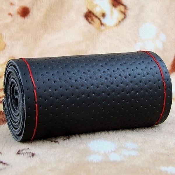 Capacul volanului mașinii din microfibră împletitură din piele moale pe volan cu fir de ac Decorare mașină DIY