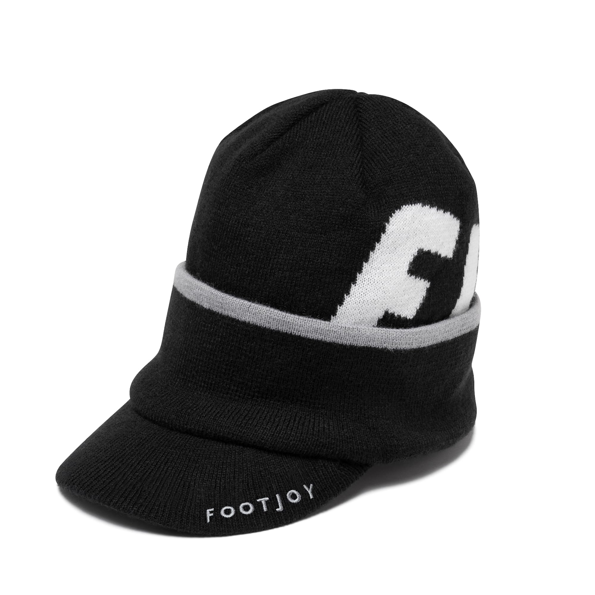 

FootJoy FH24BBR-0 Knit Cap, Big Logo Brim Beanie, Black, Men s, Free Size (57-59cm)
