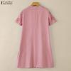 ZANZEA Women Casual V-Neck Short Sleeve Elegant Lace Patchwork Dress