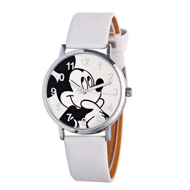 

Disney Mickey Cartoon Children s Watch Fashion Watch PU Leather Strap Quartz Watch Boys and Girls Student Birthday Gift белый