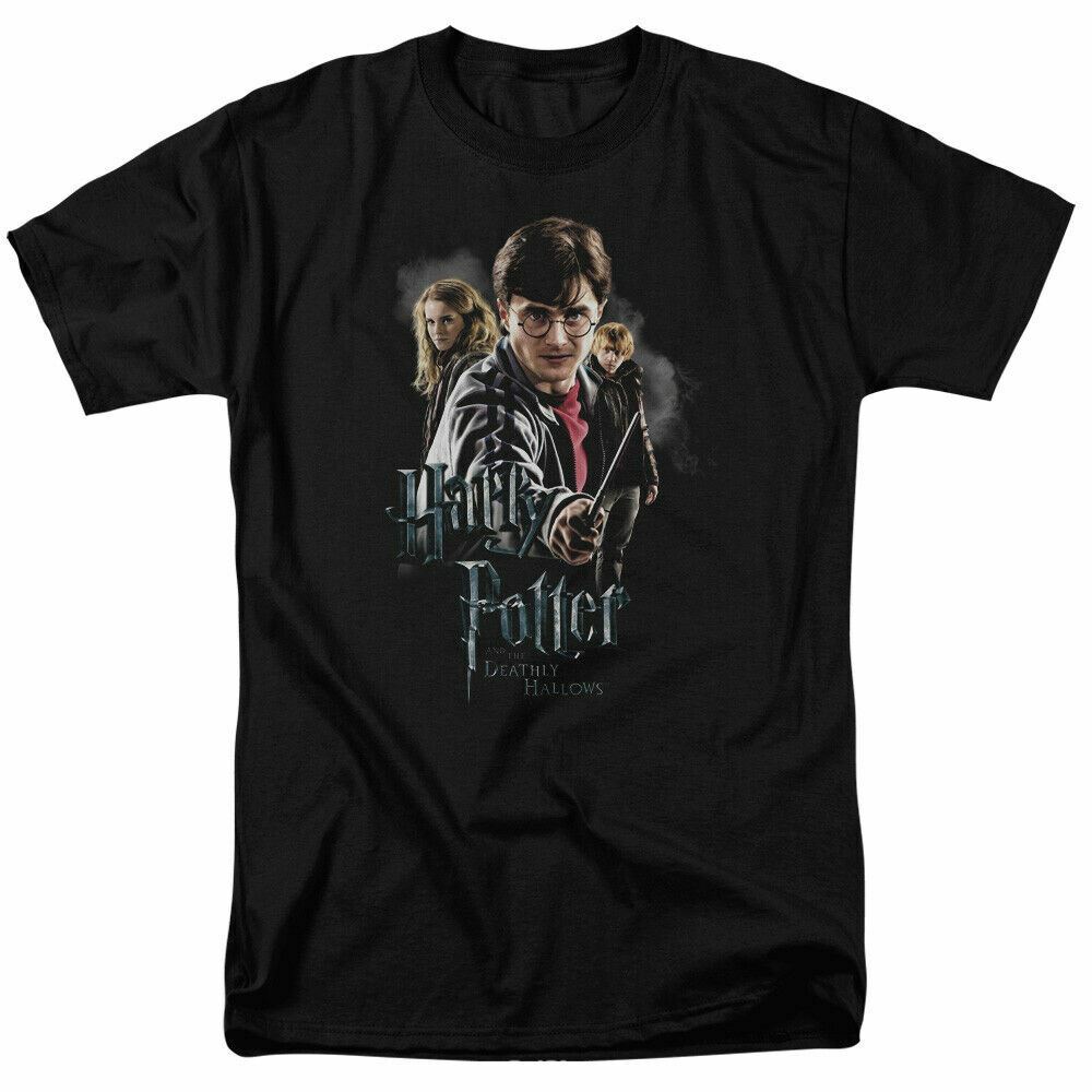 Harry Potter Deathly Hallows Cast T-shirt Mens Licensed Wizard Movie Tee Black M