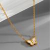 Shell Pendant Butterfly Pendant Necklace Fashion Stainless Steel Choker  For Women
