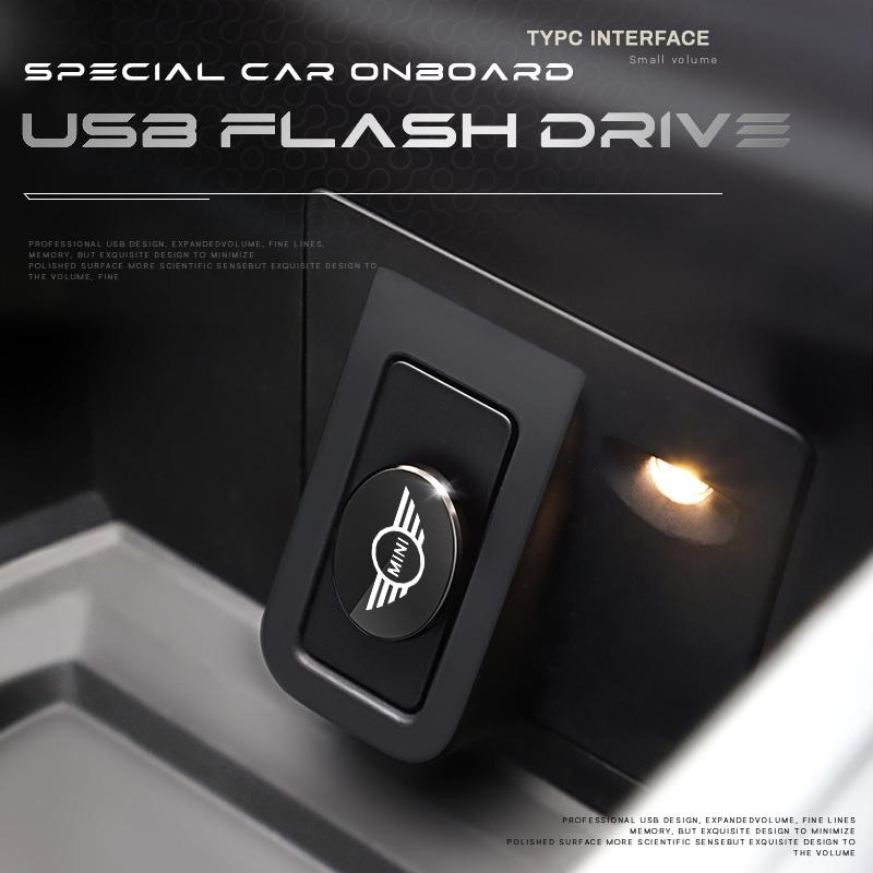 High-capacity Car Badge USB Drive Auto Accessories For MINI Cooper R56 F56 R50 JCW Cabrio Aceman Countryman Clubman Roadster