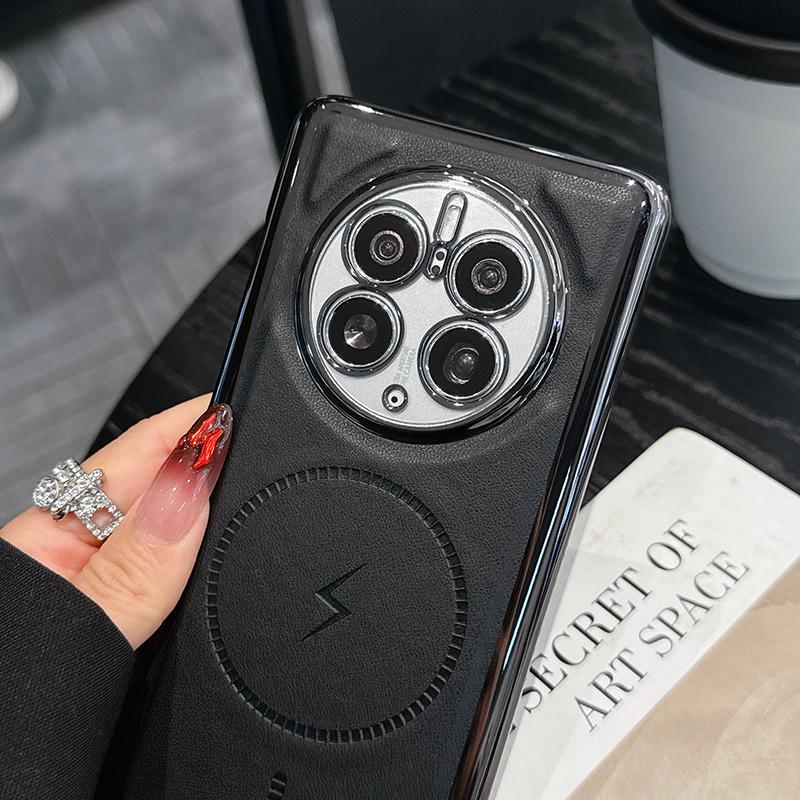 For Huawei Mate 50 50 Pro 40 40 Pro Electroplated Leather Texture Magnetic Wireless Charging Shockproof Phone Case