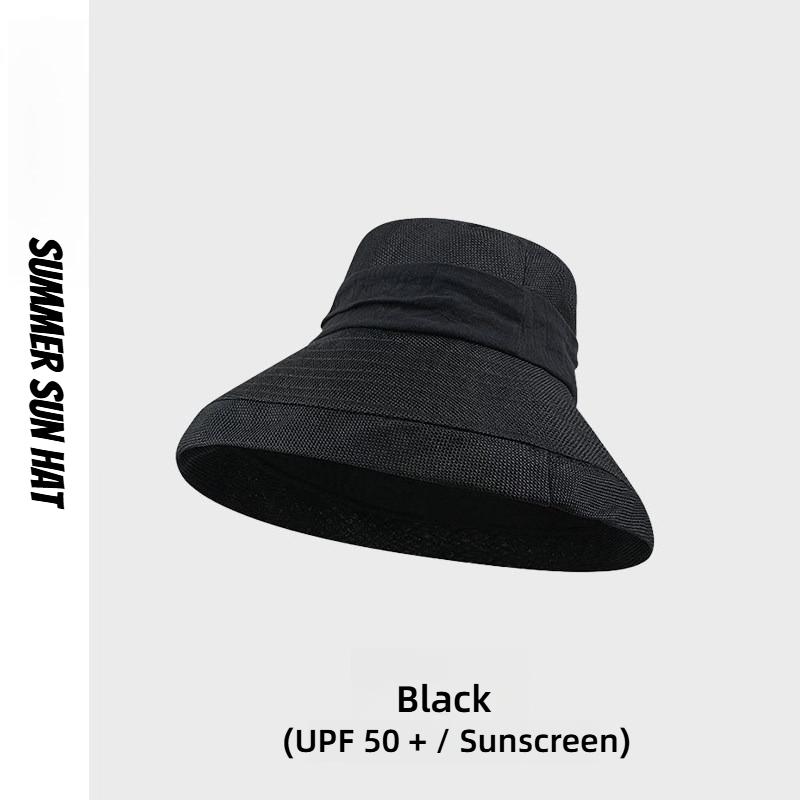 1pc Women's Linen Wide Brim Sunshade Bucket Cap,Breathable Outdoor BeachTravel Elegant Style Summer Season Fashion Accessory
