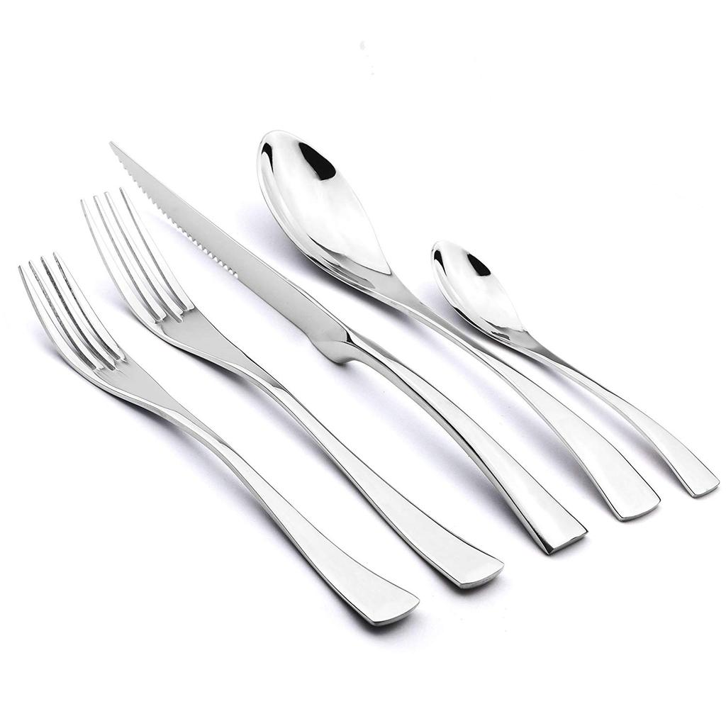 5/20 Stuks Zilveren Bestekset 18/10 Roestvrij Staal Gouden Servies Getand Mes Vork Lepel Bestek Eten Tafelgerei Dropship