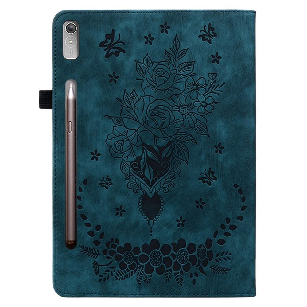Lenovo Tab P12 Case, Rose and Butterflies, Blue