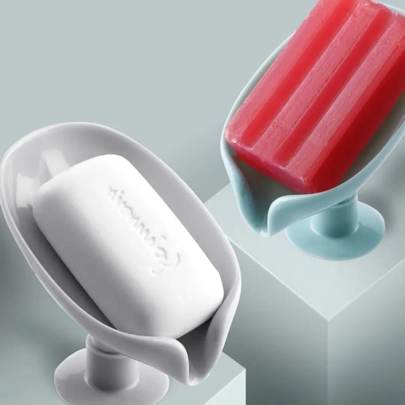 2 Pcs Leaf Shaped Soap Holder Shower Soap Shelf Free Punching Soap Box Home Does Not Accumulate Water Bathroom Supplies