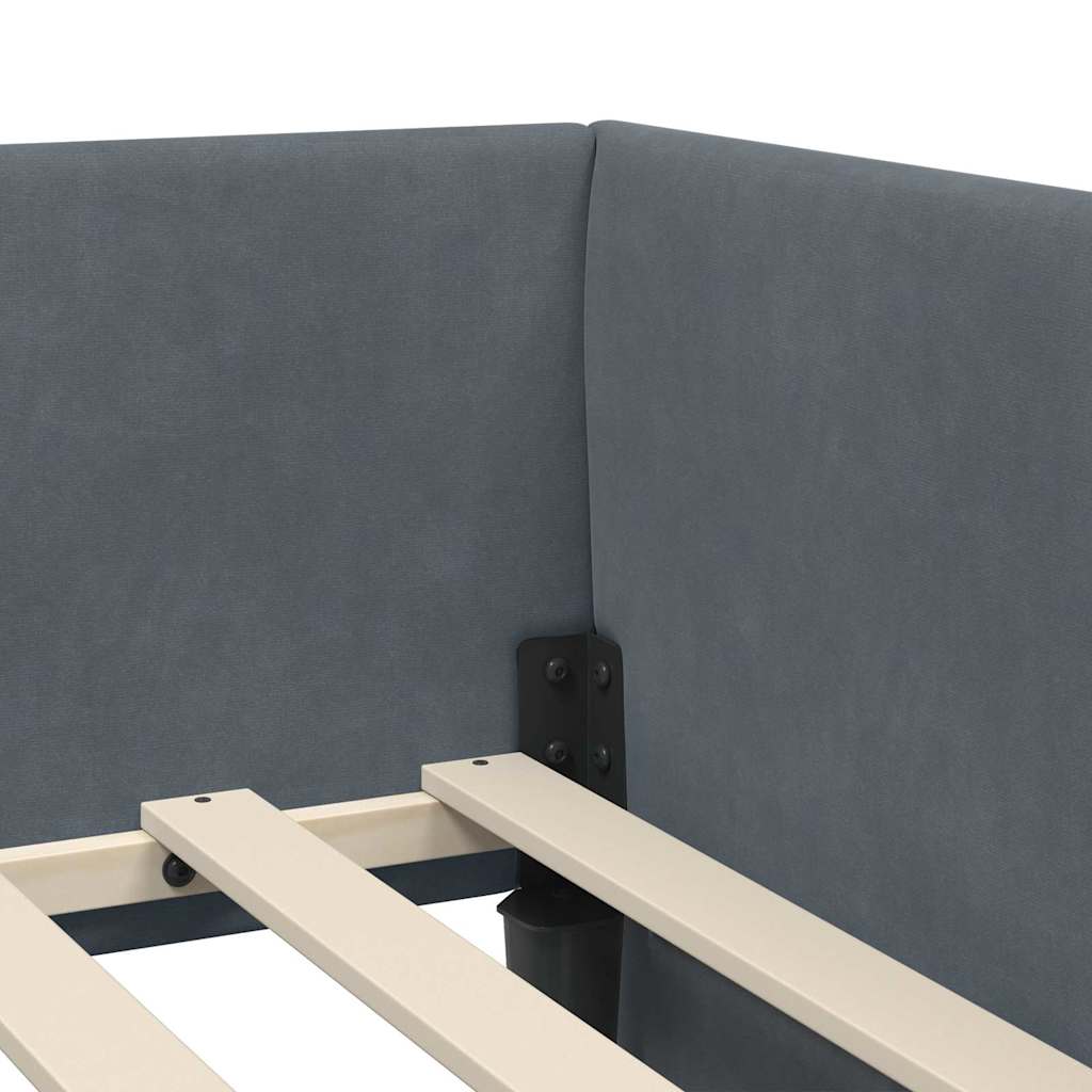 Corner Bed Frame with Mattress Other 2 Pcs Grey Velvet