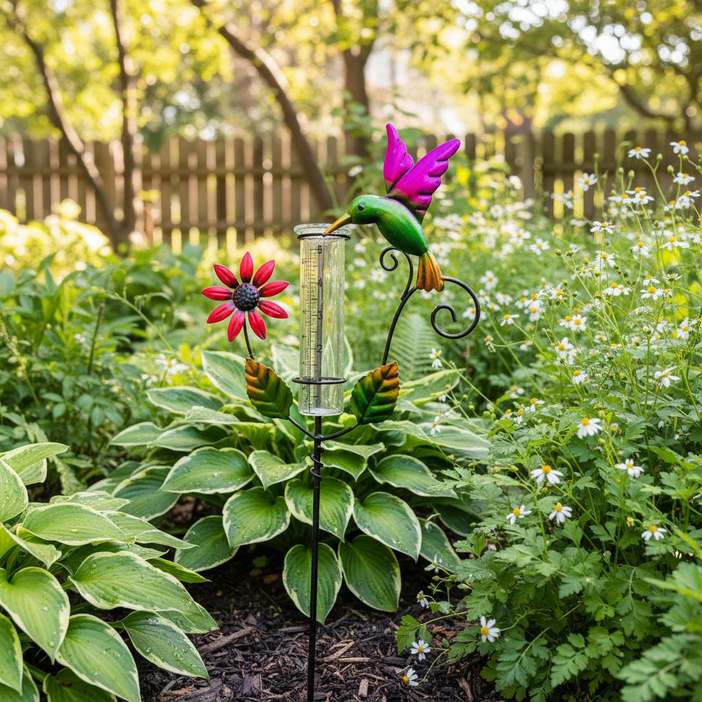 Outdoor Metal Rain Gauge Butterfly Decoration For Garden Yard Measurement Tool With Dragonfly Pattern Weather Resistant