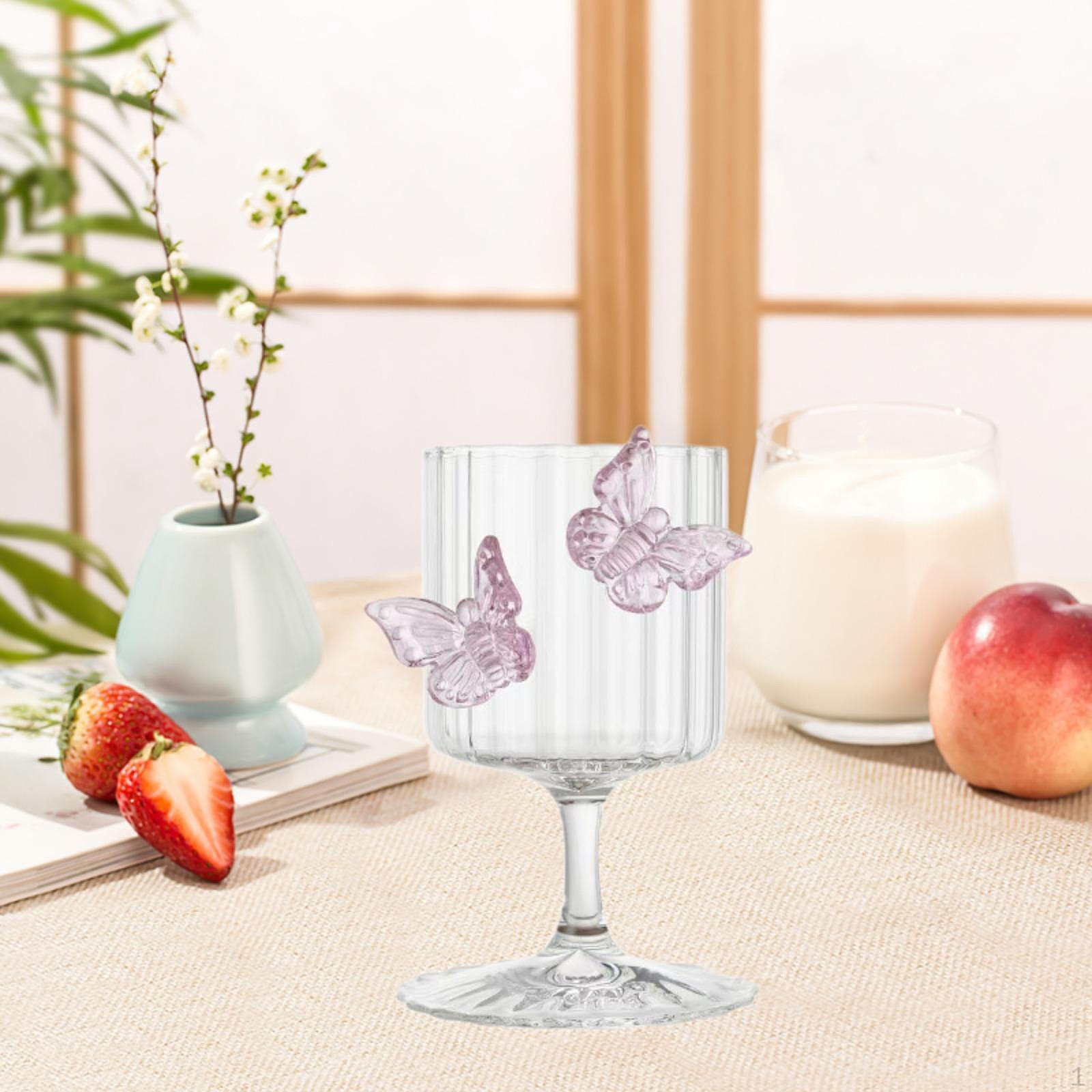 

Бокал-бабочка, художественный стакан для питья, реквизит для фотосъемки, элегантная стеклянная посуда с бабочками, мороженое Stripe
