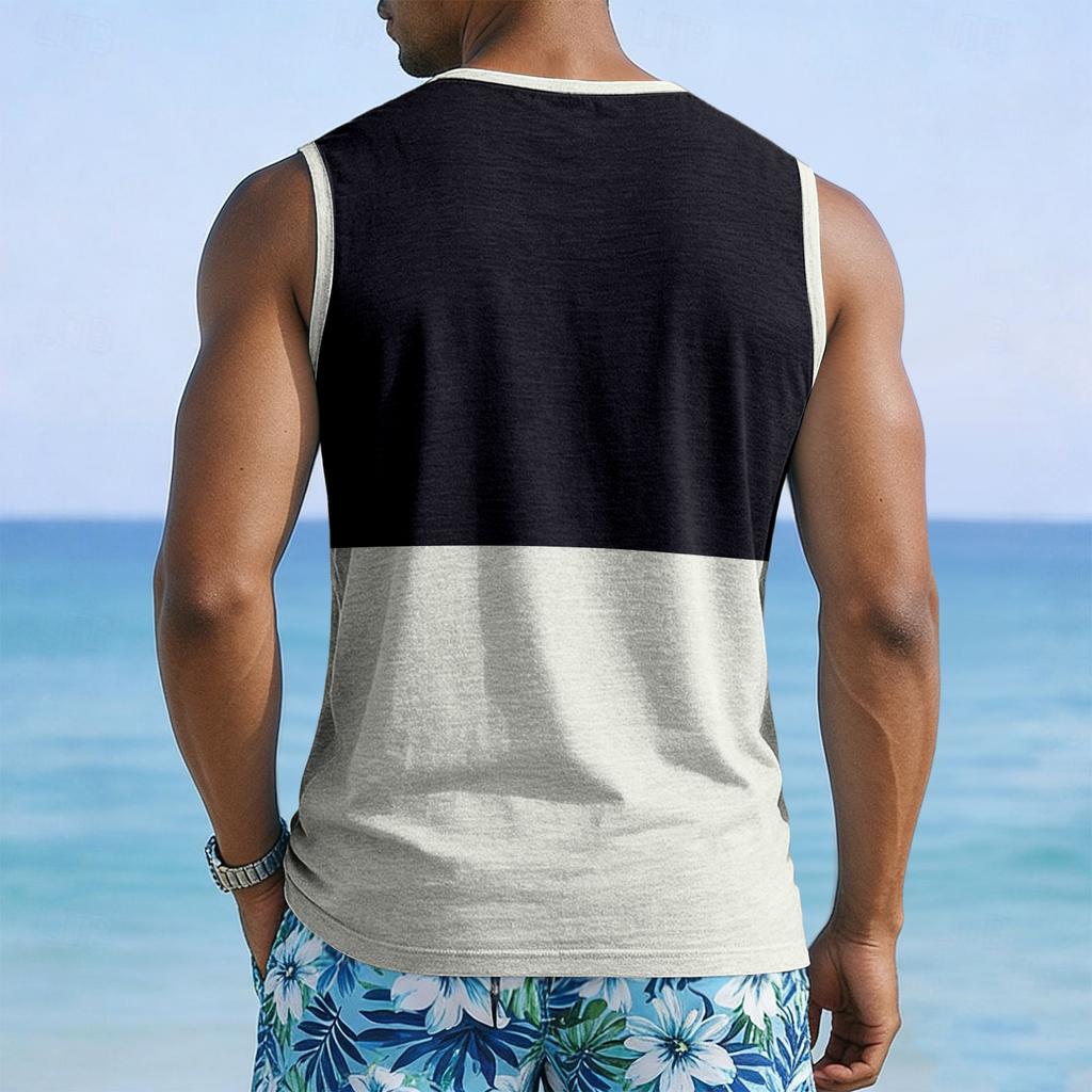 Men’s Sleeveless V-Neck Casual Tank Top with Chest Pocket Relaxed Fit Lightweight Summer Shirt