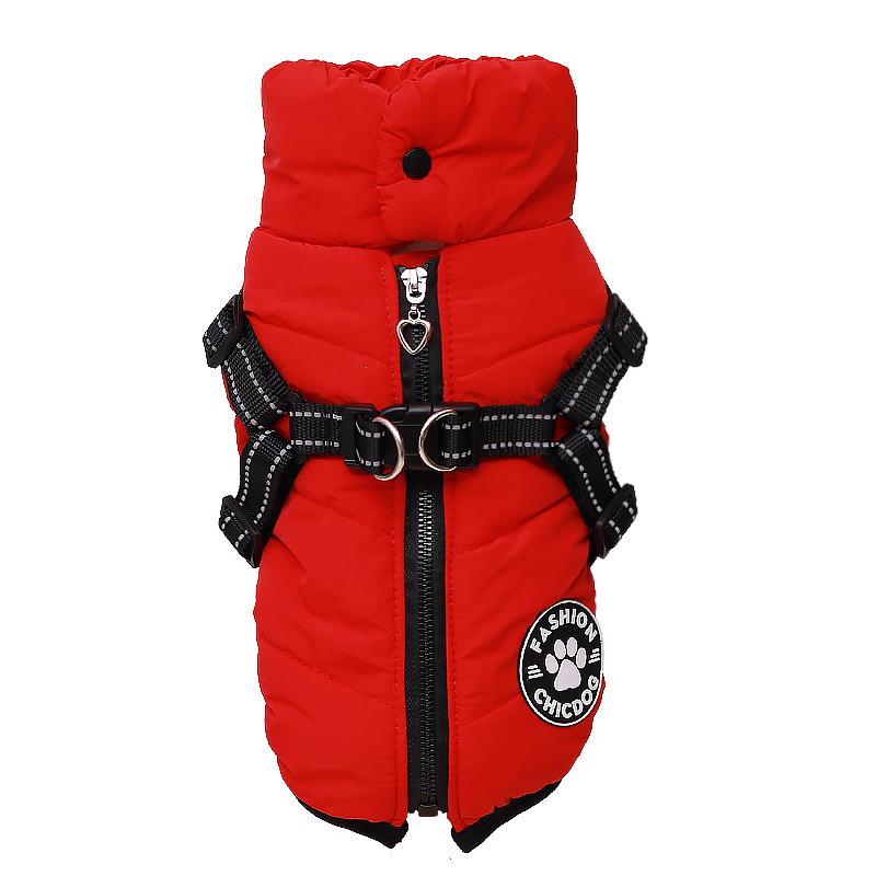 Cross-Border Traction Chest Winter Dog Coat: Thickened Cotton Puppy Vest for Snowy Days