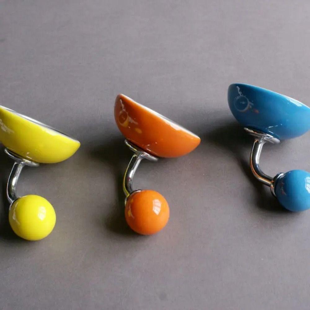 Round Ceramic Hooks Candy Colors Wall Hooks Clothes Hangers Ceramic Single Hook  Coat