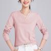 High-quality Half-open Mercerized Cotton Long-sleeved Women's Spring and Autumn Liquid Ammonia Slim-fitting Outer Wear Inner Bottoming Shirt Top
