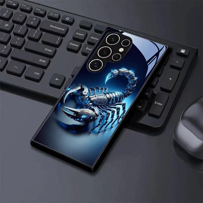 Mechanical Scorpion Pattern Glass Phone Case Suitable for Samsung Galaxy S26 S25 S24 S23 S22 S20 FE Ultra Plus5G Anti Drop