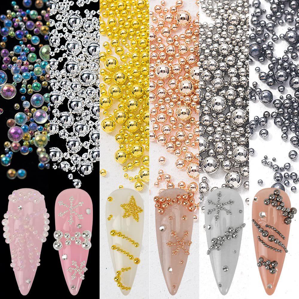 1mm Mini Nail Art Steel Beads Large Round Nail Beads Metal Silver Mixed Sizes DIY Accessories