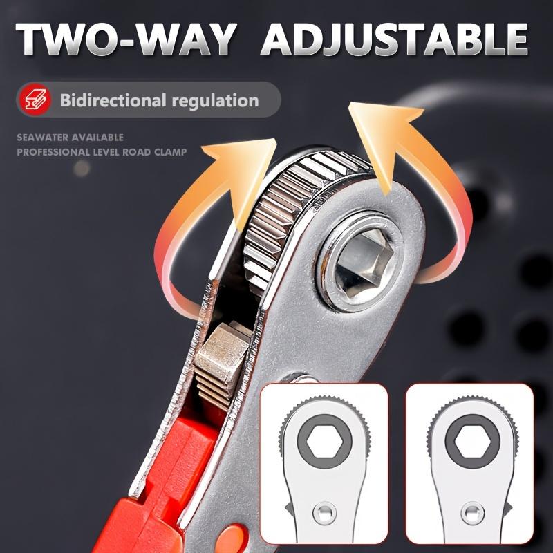 Ratschenschraubendreher-Set mit Ratschengriff für schmale Räume, vorne und hinten, Winkelschlüssel, rechtwinkliges Biegen, Kreuzschraubendreher