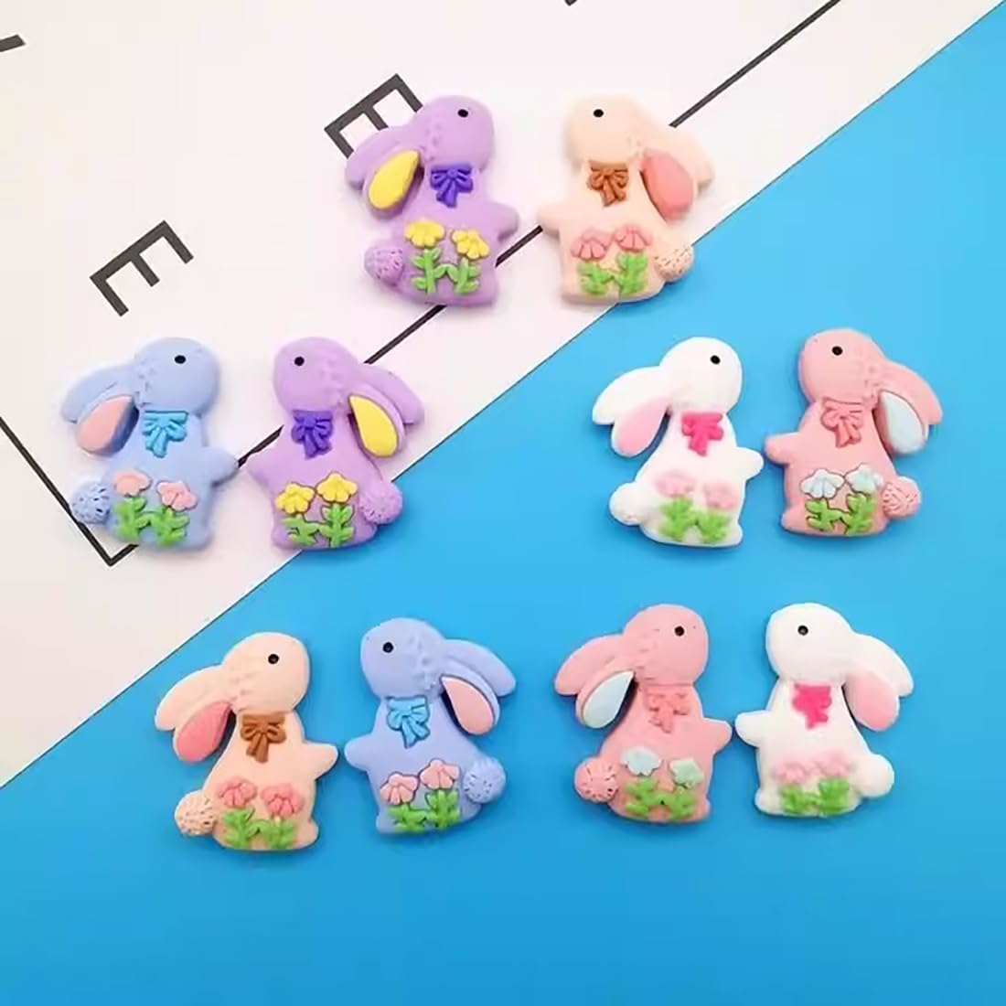 

Decoendiy 50 шт. Пасхальный кролик, смола, плоская задняя сторона, весенние кабошоны в виде цветка ромашки, смоляные украшения в форме животных, для скрапбукинга, DIY поделок