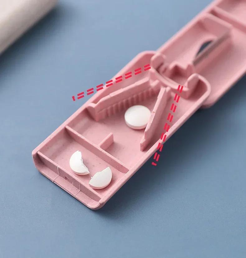 1pc Mini Useful Portable Medicine Pill Holder Tablet Cutter Splitter  Case Storage Box Divider