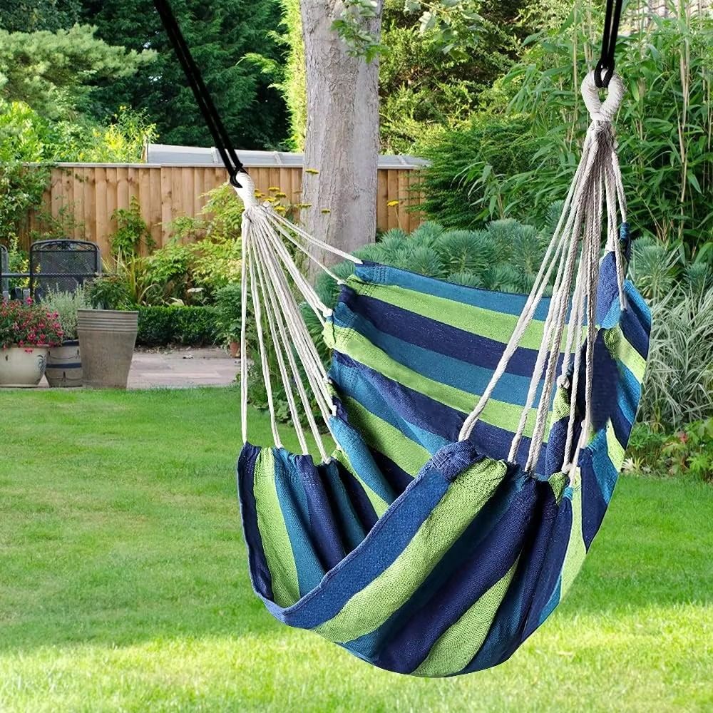 Thicken Garden Swing Chair Colorful Stripe Garden Swing Seat Outdoor Hanging Chair  Indoor Use
