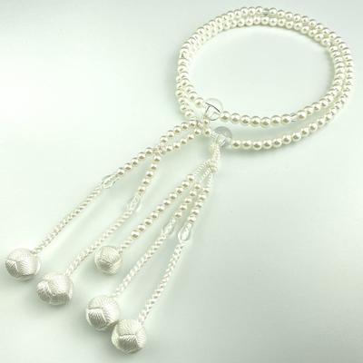 Myorenka Soka Gakkai Prayer Beads SGI Prayer Beads for Women and Men M Size PC Pearl Acrylic Crystal Tailoring White Temari Bunch